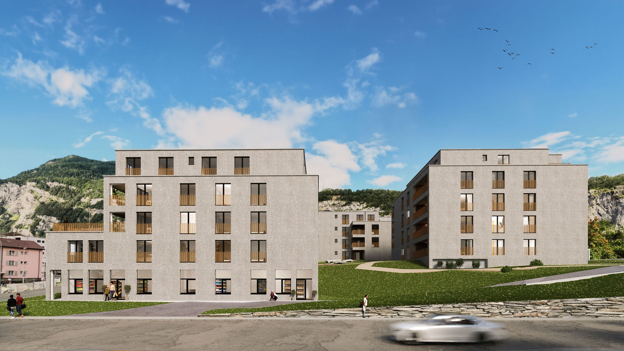 Vue extérieure du projet Quartier Saint-Laurent, Saint-Maurice (VS)